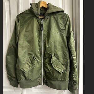 Men's Alpha Industries Zip-Up Hoodie Bomber Jacket with hood, size large